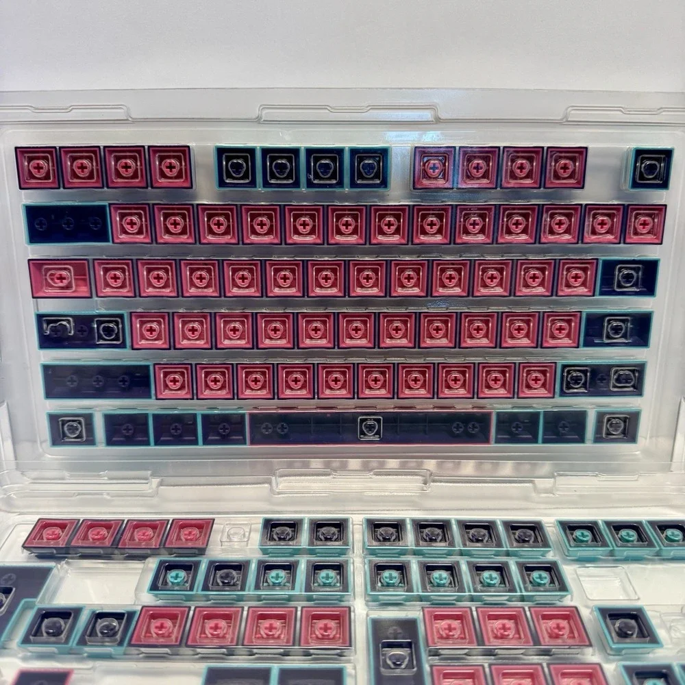 Shurikey Gear Double Shot Keycap Set Purple Pink Teal for Cherry MX 167 Keys